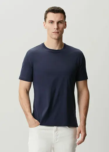 Lacivert Logo Nakışlı T-shirt