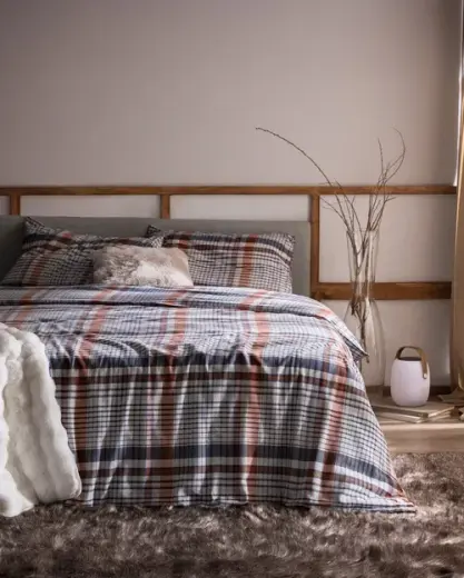 Boussy Super King Size %100 Pamuk Çarşaflı Flanel Nevresim Takımı - Lacivert