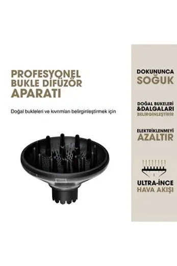 Profesyonel Kıvırcık Saç Difüzörü Siyah