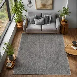 Adalizza Yumuşak Bukleli Sisal Jüt Salon Oturma Odası Gri Renkli Halı 160x200 cm