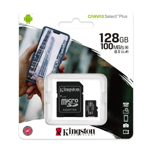 Kingston SDCS2-128 GB 128 GB micSDXC Canvas Select Plus 100R A1 C10 Card + ADP Hafıza Kartı
