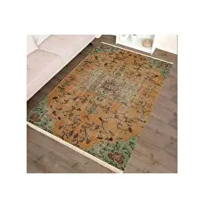 Vivense Vi̇ntage Madalyon Desenli̇ Bej Etni̇k Ki̇li̇m Dokuma Taban Hali, 324 Yng, 80x150 Cm