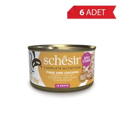 Schesir Suda Pişirilmiş Ton Balıklı ve Tavuklu Kedi Konservesi 85gr (6 Adet)