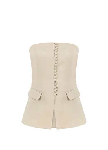 Dakota Top Beige Kadın Straplez Bluz
