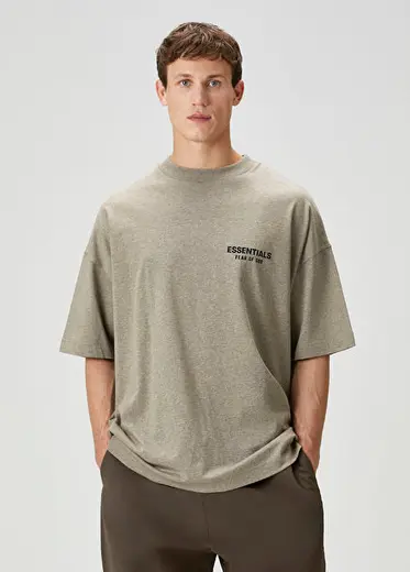 Gri Logo Baskılı T-shirt
