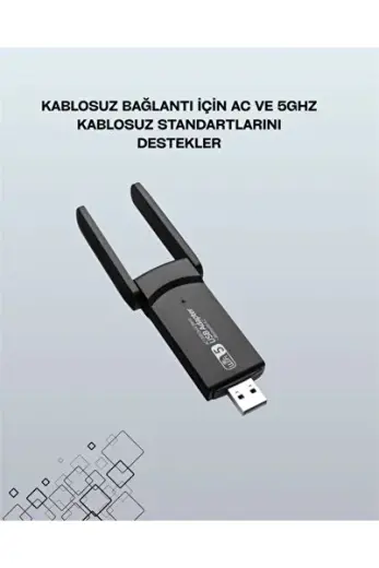Yüksek Hızlı 1200 Mbps Çift Bant Usb Adaptör – Güçlü Sinyal, Geniş Uyumluluk