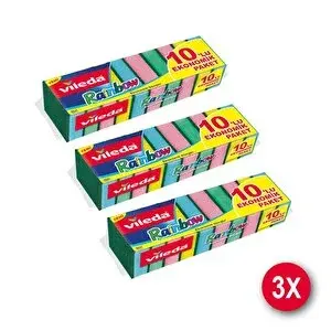 Vileda 3 Paket 10 Lu Rainbow Bulaşık Süngeri