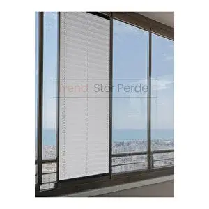 Trend Stor Perde Açık Gri Plise Katlanır Cam Balkon Perdesi - Ofis Perdesi - Salon Perdesi - 001 50x200 cm