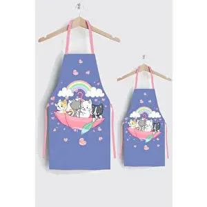 Ays Home Lila Kedi Anne Çocuk 2'li Mutfak Önlüğü Seti