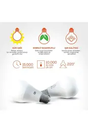 Günsan 2'li LED Ampul 18W Gün Işığı E27 (4000K 1825 Lümen 2 Adet) 3
