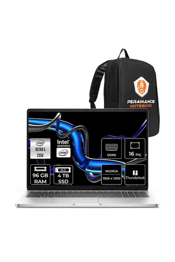 Pro 16 Core Ultra 5 235U 96 GB RAM 4 TB SSD 16" FHD+ FreeDOS BTO105PC16250P345 Notebook + Per4 Çanta