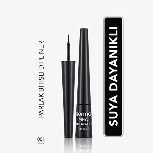 Flormar Vinyl Waterproof Yoğun Pigmentli ve Parlak Bitişli Dipliner 001 Black