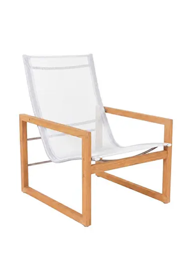 Cube Beyaz Teak Ağacı Bahçe Sandalyesi