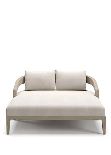 Whale Ash Kum Rengi Tik Ağacı Daybed Bahçe Koltuğu