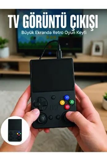 Retro Oyun Konsolu Çift Analog Joystick 64 GB Hafızalı Taşınabilir El Konsolu