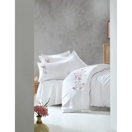 Cotton Box 3d Nakışlı Saten Çift Kişilik Nevresim Takımı - Perla