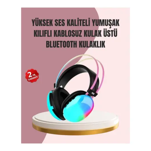 RGB Işıklı Bluetooth 5.3 Düşük Gecikmeli Kablosuz Oyuncu Kulaklığı