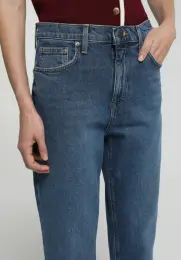 Mom Fit Kadın Mid İndigo Denim Jean Pantolon 6