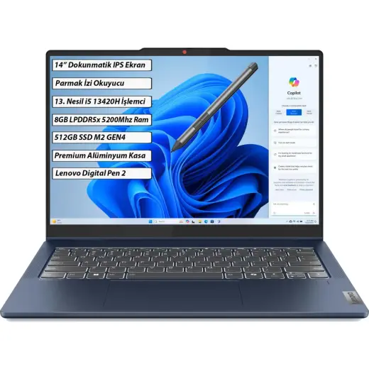 Lenovo IdeaPad 5 2-in-1 14IRH9 Intel Core i5 13420H 8 GB 512 GB SSD Windows 11 Home 14" WUXGA Dokunmatik Taşınabilir Bilgisayar 83KX005CTR + Lenovo Kalem