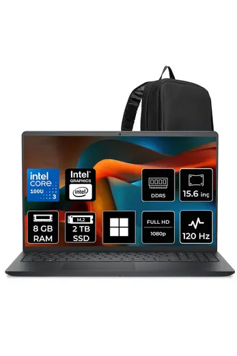 Pro 15 Essential Core 3 100U 8 GB RAM 2 TB SSD 15.6" FHD 120Hz Win11 Home PV15250P344 Notebook + PER4 Çanta