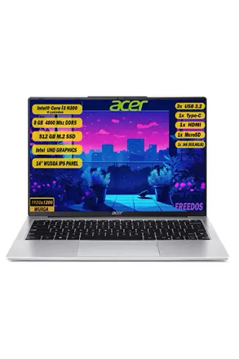Aspire Lite Intel Core i3-N300 8 GB 512 GB SSD Freedos 14" WUXGA IPS Dizüstü Bilgisayar NX.KS9EY.002