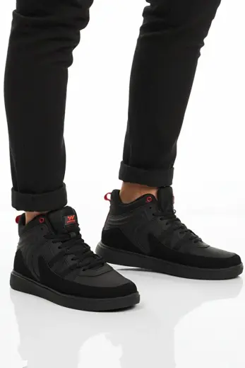 Siyah Bağcıklı Erkek Hi Sneaker