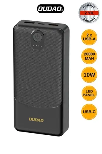 Powerbank Dudao K10Pro 2.4A 20000mAh 2 x USB-A - Siyah (5047)