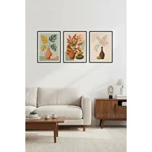 Tontilika Modern Botanik 3’lü Ahşap Çerçeveli Tablo Seti 21x30 cm