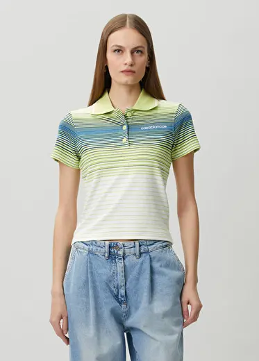 Yeşil Çizgili Polo T-shirt
