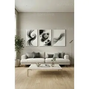Tontilika Soyut Akış 3’lü Ahşap Çerçeveli Tablo Seti 50 x 70 cm