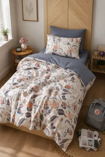 Mystory Home Lastikli Çarşaflı Tek Kişilik Nevresim Takımı Etro