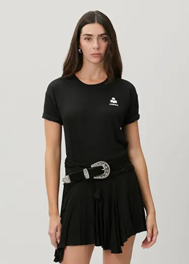 Zewel Siyah Keten T-shirt