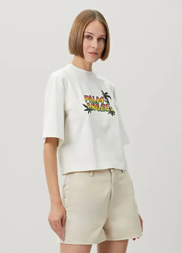 Sunset Graphic Boxy Beyaz T-shirt