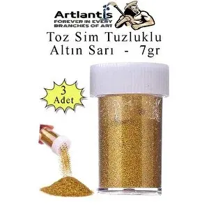 Artlantis Altın Sarı Toz Sim Tuzluklu 7 Gr 3 Adet Renkli Toz Sim Epoksi Reçine Okul Etkinlik Dekarasyon Slime