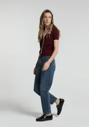 Mom Fit Kadın Mid İndigo Denim Jean Pantolon 4