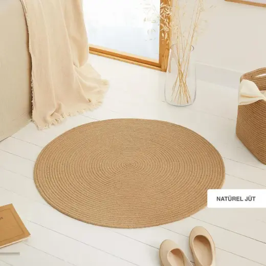 Ocean Home Textile Jüt Halı Kilim Ø 80 Cm
