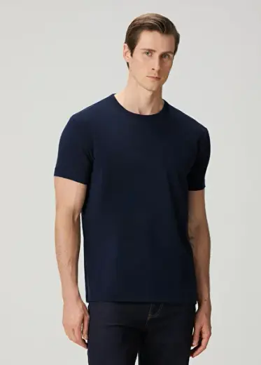 Kyoto Modal Luxe Touch™ Koyu Lacivert Muscle Up Fit Kısa Kollu Erkek T-Shirt