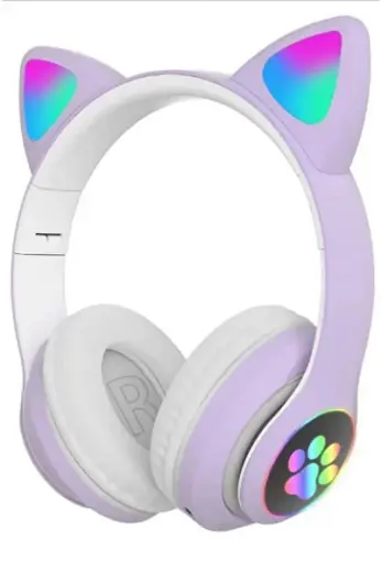 Kart Girişli Kedi Bluetooth Kulaklık Yüksek Ses Akıllı Led Kulaklık + 12 Saat Fazla Şarj