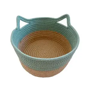 Kedi Kulaklı Sepet 27x16 cm Yeşil