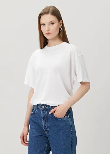 Cade Beyaz Keten T-shirt
