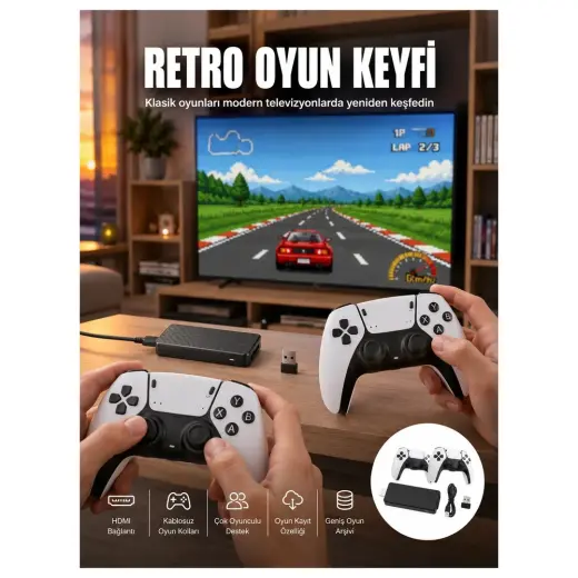 Masa Dostu Taşınabilir Retro Oyun Çubuğu Kablosuz Oyun Kolu Seti Yeni Nesil Tdms-07