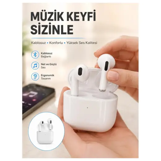 Aslanoğlu Store Mey Ithalat® Yeni Nesil Bluetooth Kulaklık Beyaz Çağrı Cevaplayabilen Kablosuz Yeni Nesil