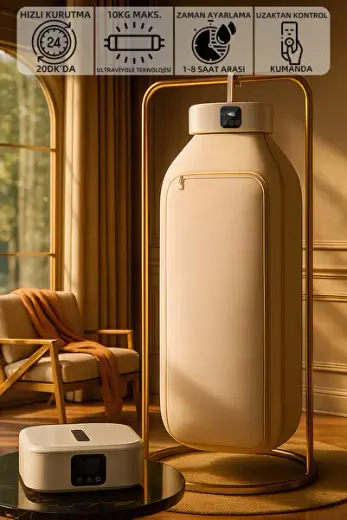 UV100X Yeni Nesil UV Işıklı Taşınabilir Portatif Askılı Katlanabilir Çamaşır Kurutma Makinesi