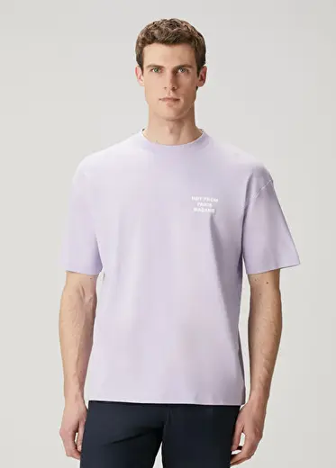 Lila Logo Baskılı T-shirt