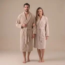Solıd Bambu Unısex Bornoz Kum Taşı 1