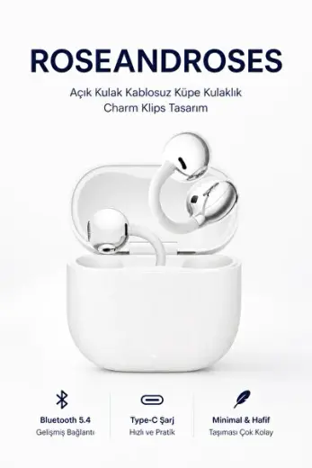 Açık Kulak Kablosuz Küpe Kulaklık - Charm Klips Tasarım