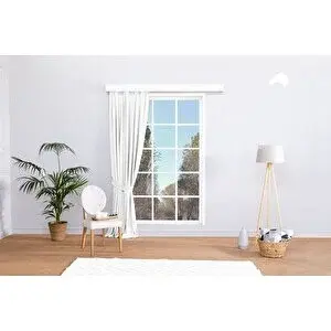Vivense Massarelli̇ Fon Perde Beyaz 1-2,5 Orta Sik Pi̇le 90x260