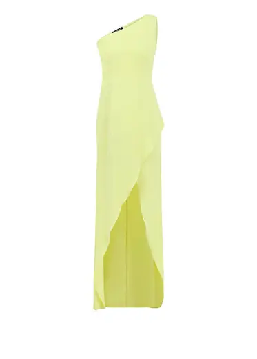 Wendy Yellow Tek Omuzlu Kadın Uzun Elbise