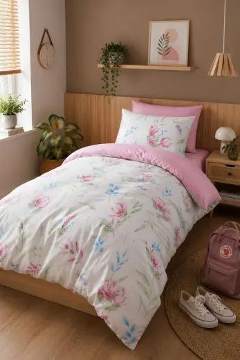 Mystory Home Lastikli Çarşaflı Tek Kişilik Nevresim Takımı Tulip