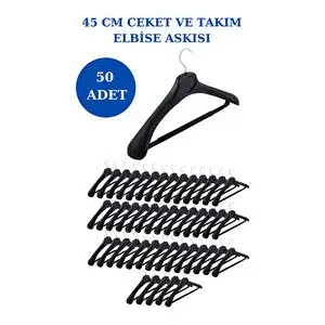 Manken İstanbul 50 Adet Plastik Yüksek Kalite Ceket Askısı, Elbise Askısı, Takım Elbise Askısı